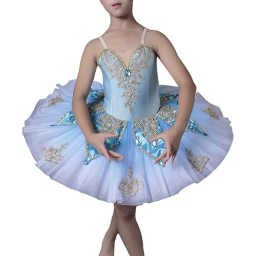 Custom size Tutu skirts classical ballet dance costumes  for girls children light blue professional swan lake ballet pancake  stage performance ballet dresses